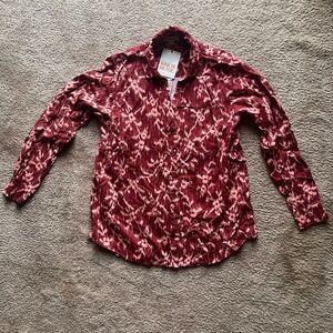 Knox Rose NWT women’s burgundy patterned button-down 🌹 size XS